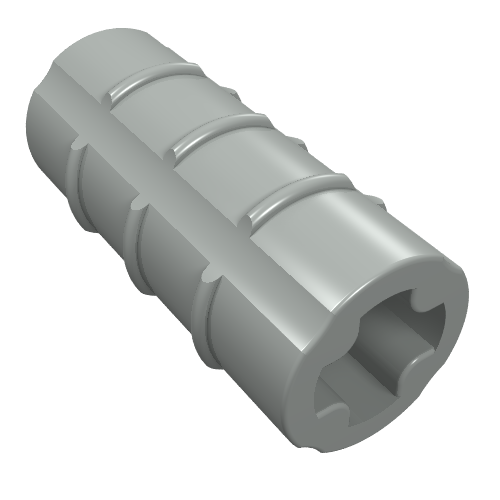 Lego Technic Axle Connector Ridged [with + Hole + Orientation] / Light Gray