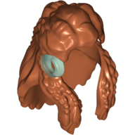 Lego Hair Long Braided Front, Loose Back with Trans-Light Blue Ring Pattern / Dark Orange