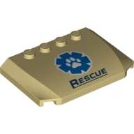 Brick Wedged, Curved Triple 4 x 6 x 2/3 with 4 Studs and 'RESCUE' and Vet Logo with Paw Print / Tan