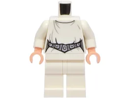 Body SMART Minifigure, Torso with White Hips and Legs with SW Loose Dress, Detailed Belt with 5 Silver Emblems Pattern (Leia) / White Arms / Light Nougat Hands