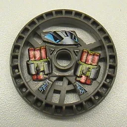 Technic Disc 5 x 5 Notched, Dynamite Print / Dark Gray