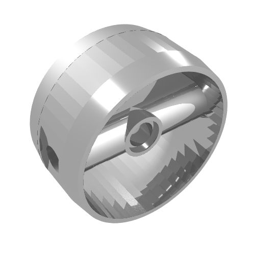 Lego Technic Cylinder 4 x 4 with Pin Holes and Centre Bar, Closed Sides on Bar / Chrome Silver