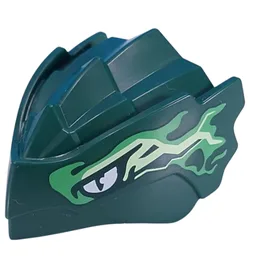 Creature Body Part, Dragon Head with White Eyes, Bright Green/Yellowish Green Markings Print / Dark Green