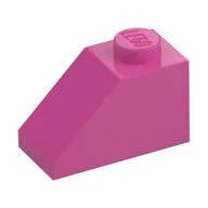 Brick Sloped 45° 2 x 1 with Bottom Pin / Medium Dark Pink