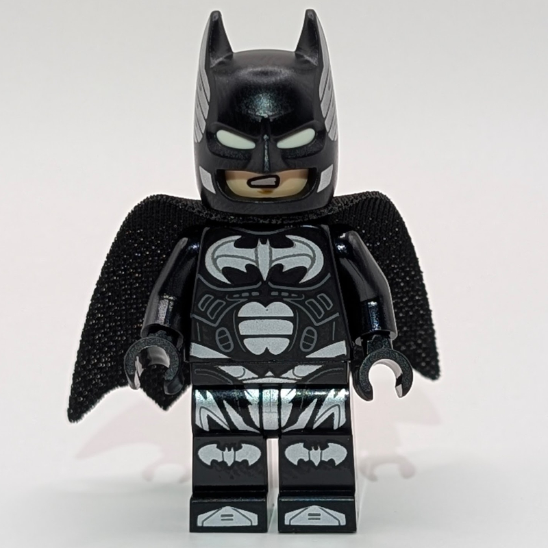 Lego Batman, Black Suit, Black Cape and Cowl, Silver Logo, Printed Cowl
