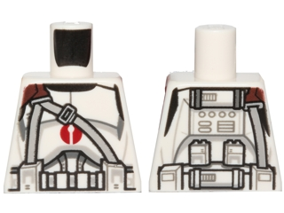 Lego Torso SW Armor Clone Trooper with Dark Red Center Emblem, Gray Vertical and Diagonal Belts Pattern