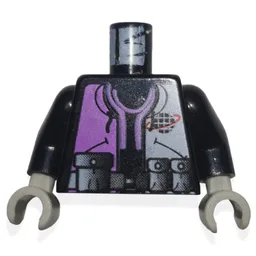 Torso Jacket with Alpha Team Logo, Purple Shirt and 3 Pockets on Belt Print, Black Arms, Light Gray Hands / Black
