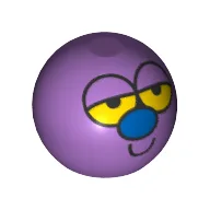 Technic Ball Joint with Face, Yellow Eyes Sleepy, Blue Nose, Smile Print