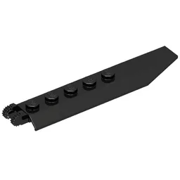 Hinge Plate 1 x 8 Locking with Angled Side Extensions, Rounded Plate Underside, 9 Teeth / Black