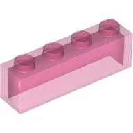 Brick 1 x 4 without Bottom Tubes / Trans-Dark Pink