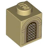 Brick 1 x 1 with Arched Window Print / Tan