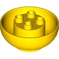 Duplo Brick Round 4 x 4 x 1 1/2, Curved Bottom / Yellow