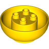 Lego Duplo Brick Round 4 x 4 x 1 1/2, Curved Bottom / Yellow