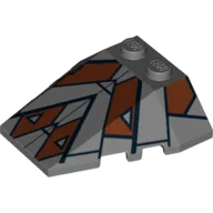Brick Wedged, Sloped 4 x 4 Triple, Stud Notches with Sith Nightspeeder Print 2 / Dark Bluish Gray
