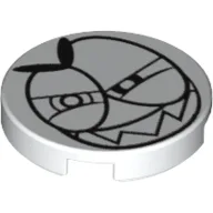 Tile Round 2 x 2 with Grinning Nixel Face Print / White