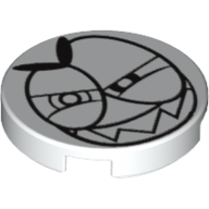 Lego Tile Round 2 x 2 with Bottom Stud Holder with Grinning Nixel Face Print / White