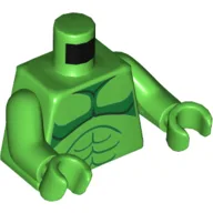 Torso Bare Chest with Green and Dark Green Body Lines on Both Sides Print (Hulk), Bright Green Arms and Hands / Bright Green