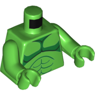 Lego Torso Bare Chest with Green and Dark Green Body Lines on Both Sides Print (Hulk), Bright Green Arms and Hands / Bright Green