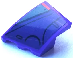 Wedge 3 x 2 Left No Studs with Red Stripe, Dark Bluish Gray Triangle and Armor Plates with Black Outlines Pattern (Sticker) - Set 76831