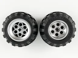 Wheel 36.8mm D. x 26mm VR with Axle Hole with Black Tire 56 x 30 R Balloon (6595 / 32180) / Metallic Silver