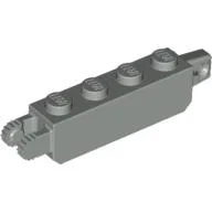 Hinge Brick 1 x 4 Locking with 1 Finger Vertical End and 2 Fingers Vertical End, 9 Teeth / Light Gray