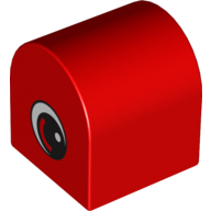 Lego Duplo Brick 2 x 2 x 2 Curved Top with Eye with White on Two Sides Print / Red