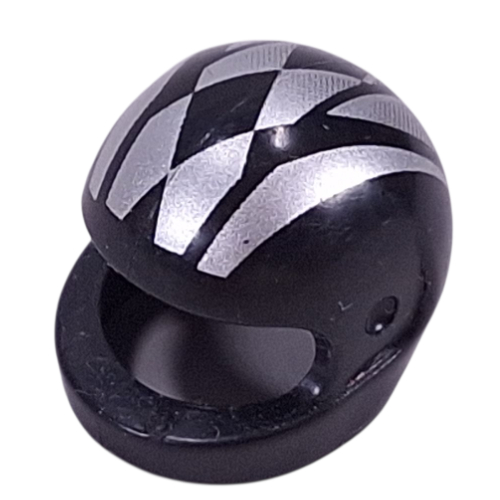 Lego Helmet, Standard with Silver Stripes and Harlequin Diamond Print / Black