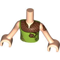 Lego Minidoll Torso Boy with Light Nougat Arms and Hands with Lime Shirt with Copper Shoulders and Leaves Print / Light Nougat