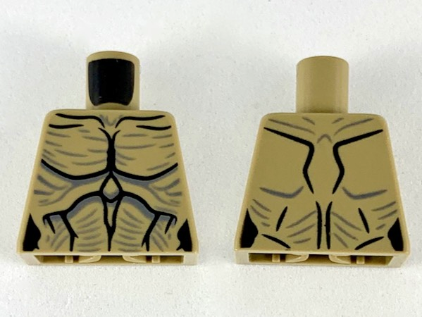 Lego Torso Alien with Black Muscle Contours and Dark Bluish Gray Highlight Lines Pattern