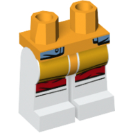 Lego Hips and White Legs with Orange Coat, Red Knee Straps print / Bright Light Orange