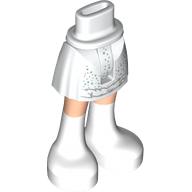 Lego Minidoll Hips and Short Skirt with Silver/Metal Blue Dots, Silver Fur, Light Nougat Legs, White Boots print / White