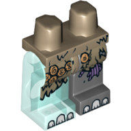 Lego Hips and Dark Bluish Gray Left Leg, Trans-Light Blue Right Leg with Fur, Copper Pendants, Purple Sinew Patches and White Toenails Print