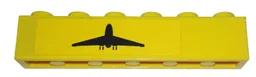 Brick 1 x 6 with Black Airplane Pattern Model Left Side (Sticker) - Set 7891