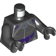Lego Torso, Dark Purple Black Panther Armor print, Black Arms and Hands / Black
