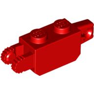Lego Hinge Brick 1 x 2 Locking with 1 Finger Vertical End and 2 Fingers Vertical End, 9 Teeth / Red