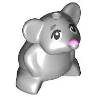 Animal, Mouse with Bright Pink Nose, Black Eyes Print / Light Bluish Gray