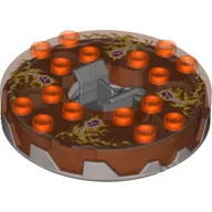 Turntable 6 x 6 Round Flat Silver Base Serrated with Fire Energy Print / Trans-Neon Orange