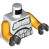 Torso Clone Commander Armor Print, Bright Light Orange Arms, Black Hands