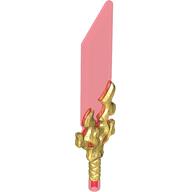 Lego Weapon Sword, Broad with Trans-Red Blade pattern