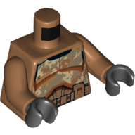 Lego Torso Clone Trooper Armor Camouflage Print, Medium Nougat Arms, Black Hands / Medium Nougat