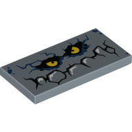 Lego Tile 2 x 4 - Rock Monster Face with Yellow Eyes Print - Nexo Knights / Sand Blue