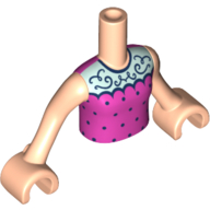 Lego Minidoll Torso Girl with Dark Pink Shirt, Blue Dots, Aqua Top, Blue Swirls / Light Nougat