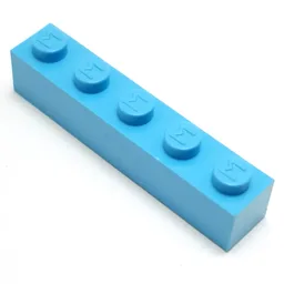 Modulex Brick 1 x 5 with M on Stud / Modulex Pastel Blue