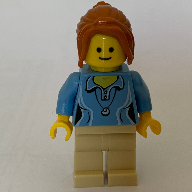 Lego Medium Blue Torso, Tan Legs, Dark Orange Hair