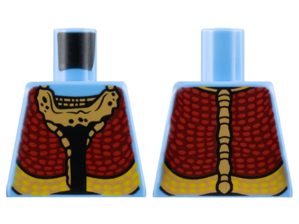 Lego Torso Na'vi with Dark Red Jacket, Red and Yellow Spots, and Medium Nougat Bone Collar Pattern