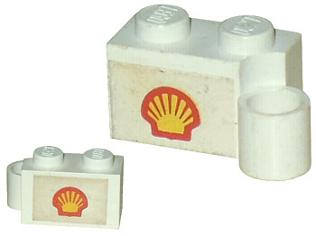 Lego Hinge Brick 1 x 4 Swivel Base with Shell Logo Pattern on Both Sides (Stickers) - Sets 377-1 / 601-1