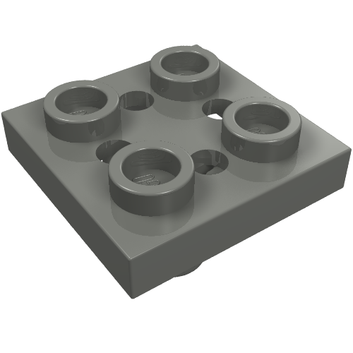 Lego Plate Special 2 x 2 with Pin on Bottom, Small Holes in Plate and Rotational Locking Fingers on Underside / Dark Bluish Gray