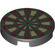 Tile Round 2 x 2 with Dart Board Print / Black