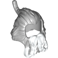 Lego Hair with Beard, Spiked with White Braids Print / Light Bluish Gray