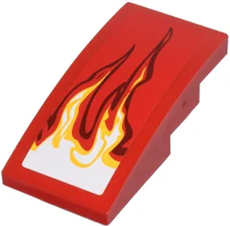 Slope, Curved 4 x 2 with White and Yellow Flames Pattern Model Left Side (Sticker) - Set 9441